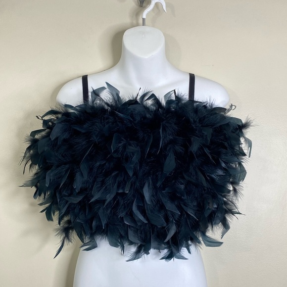 100% LINEN CROPPED CORSET BODICE FEATHER FRONT LACEUP BACK SIZE M ADJUSTABLE - Picture 1 of 9